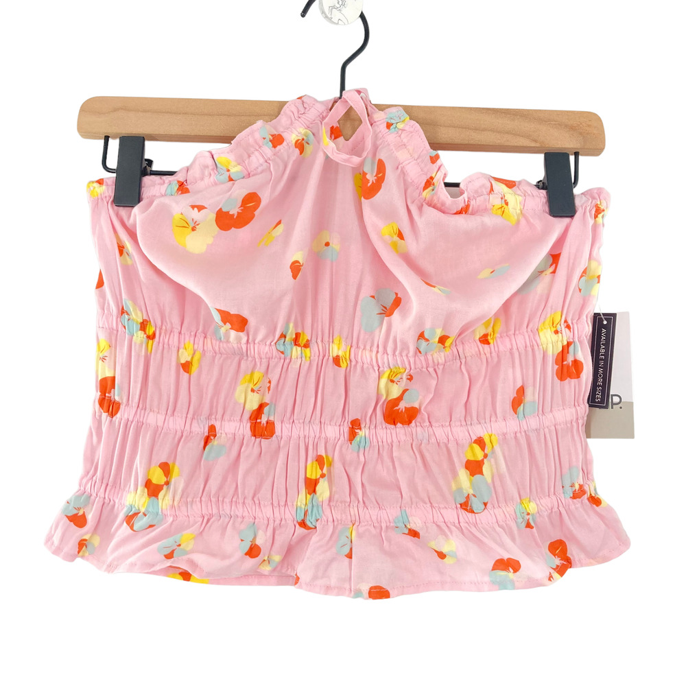 BP. Nordstrom Floral Crop Top Halter Elastic Waist in Pink